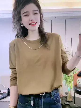 设计感小众长袖T恤女2023年秋季新款甜辣小个子ins潮短款别致上衣商品大图