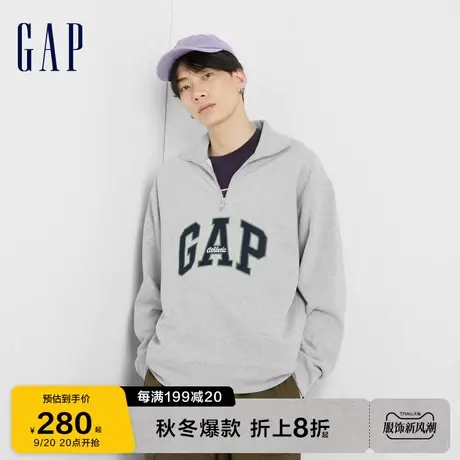 Gap男女装秋季2023新款LOGO高领碳素软磨抓绒卫衣804509宽松上衣图片