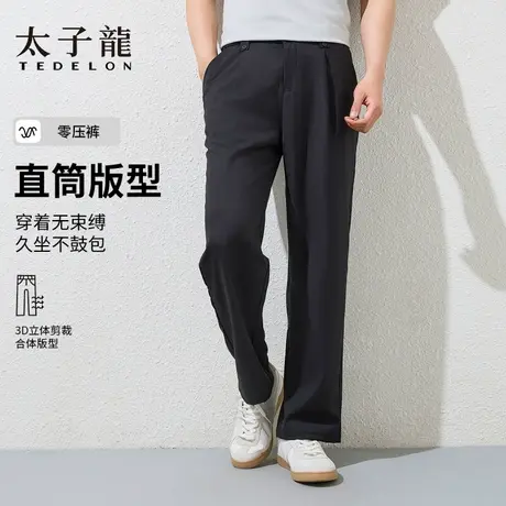 TEDELON/太子龙简约直筒休闲裤25春夏季新款零压长裤男士松紧腰图片