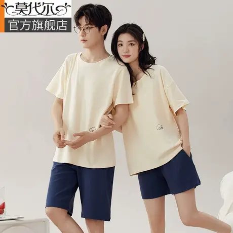 情侣睡衣夏季纯棉短袖薄款休闲夏款女生家居服套装男士2023年新款商品大图