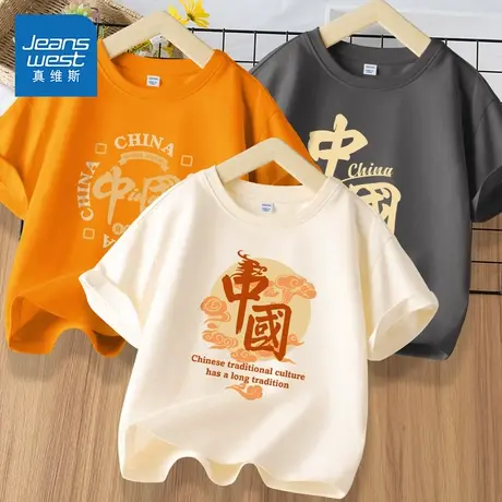 真维斯童装儿童短袖T恤2025新款纯棉打底衫夏季透气宽松男童半袖图片