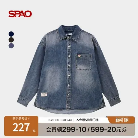 【WOODIE系列】SPAO韩国同款2025年秋新品复古牛仔衬衫外套上衣商品大图