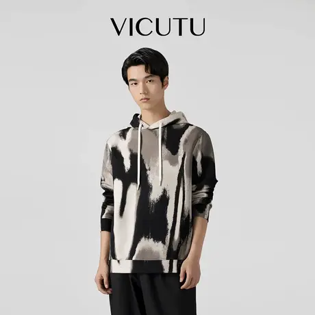 VICUTU威可多男士长袖T恤时尚潮流休闲连帽打底衫图片