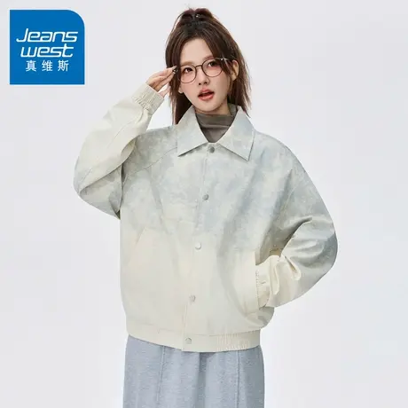 N5真维斯外套男2025秋季新款美式潮牌时尚渐变上衣情侣装春秋夹克商品大图