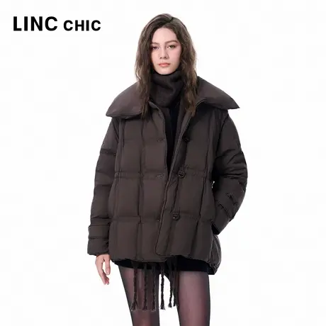LINCCHIC金羽杰2025年冬季新款翻领羽绒服大衣感短款羽绒服女2256商品大图