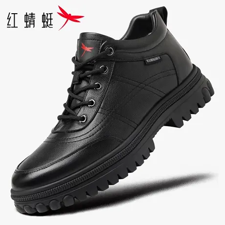 红蜻蜓男鞋冬季鞋子男士高帮运动休闲皮鞋男真皮加绒保暖棉鞋爸爸商品大图