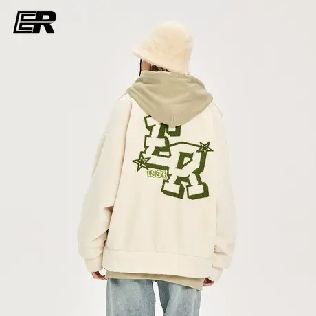 ！er 仿羊羔毛棉服男冬季宽松立领情侣外套潮牌休闲加厚保暖棉衣图片