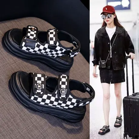 真皮凉鞋外穿厚底女2023年新款夏季时装平底罗马夏天运动时尚休闲商品大图