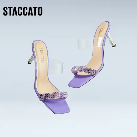 思加图新款仙女鞋高跟凉鞋方头细跟凉拖鞋女凉鞋EEN10BT2B商品大图