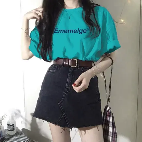 夏季新款小众设计感薄款上衣服别致甜酷宽松白色ins短袖T恤女装潮图片