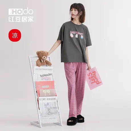 红豆居家短袖睡衣女莫代尔棉夏季凉感长裤短裤宽松家居服套装夏天商品大图