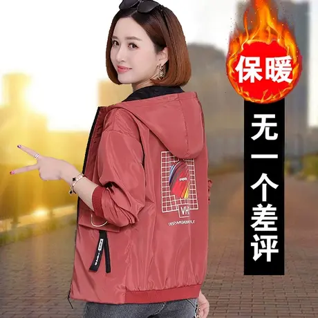 双面穿女士短外套女春秋中年妈妈小个子2023新款夹克女装上衣休闲商品大图
