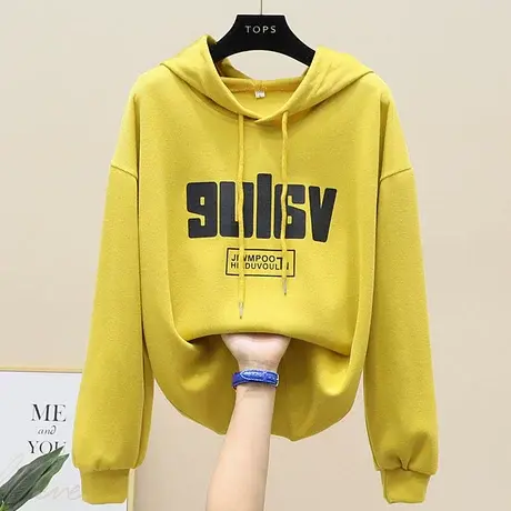 2023春秋薄款卫衣女宽松韩版连帽日系字母上衣薄款显瘦打底女装潮图片
