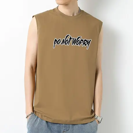 重磅纯棉背心男夏季美式宽松无袖t恤液氨长绒棉运动篮球健身坎肩商品大图