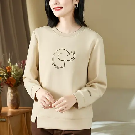 圆领正肩卫衣女士春秋季时尚洋气中年妈妈长袖衫减龄百搭上衣外套商品大图