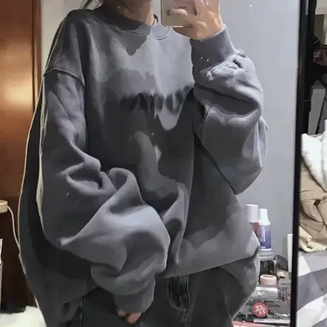 美式复古卫衣女chic港味上衣宽松韩版ins设计感小众春秋薄款外套商品大图