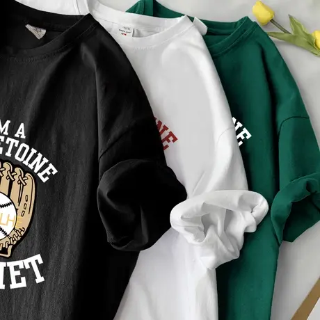 欧美潮牌纯棉t恤女2023新款大码夏高街风短袖嘻哈潮ins酷情侣上衣商品大图