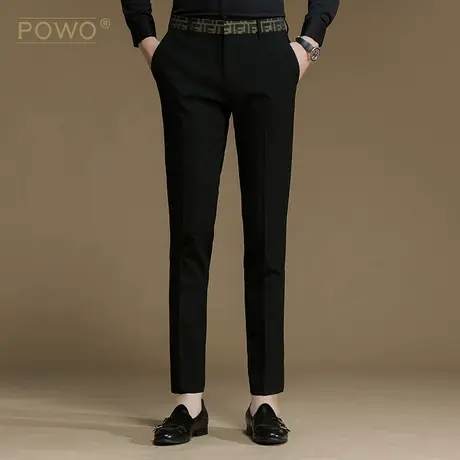 powo西裤男韩版潮流修身小脚微弹春季长裤休闲裤商务西装裤图片