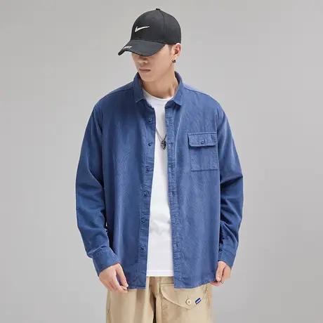 Modi Nick/摩帝尼克复古休闲男士宽松衬衫休闲潮流潮牌工装衬衣商品大图