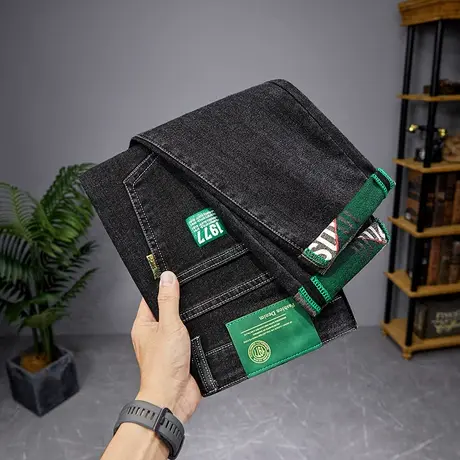 广州新塘高端水洗男装休闲牛仔裤春季男款潮牌黑色痞帅男裤子春天图片