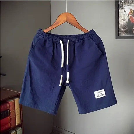 夏季薄款纯棉麻短裤男士五分裤休闲亚麻中裤宽松运动沙滩裤子外穿商品大图