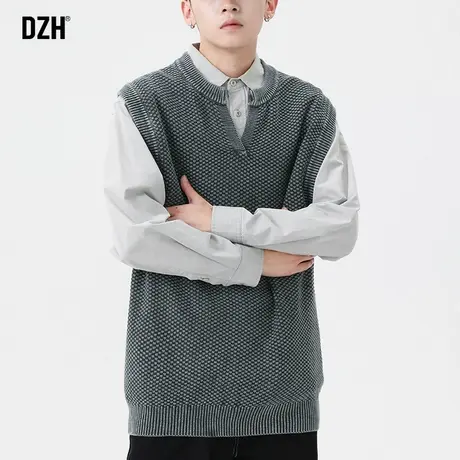 男士v领毛衣男多巴胺针织背心男款2023秋内搭休闲毛衫无袖上衣服商品大图