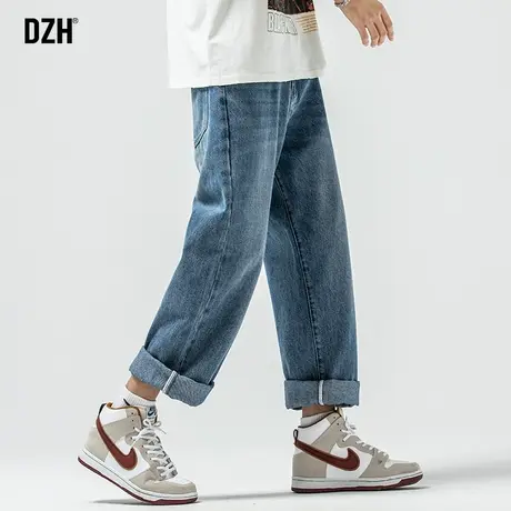 男士蓝色牛仔裤男直筒宽松大码休闲裤子男款春季新款阔腿裤老爹裤商品大图