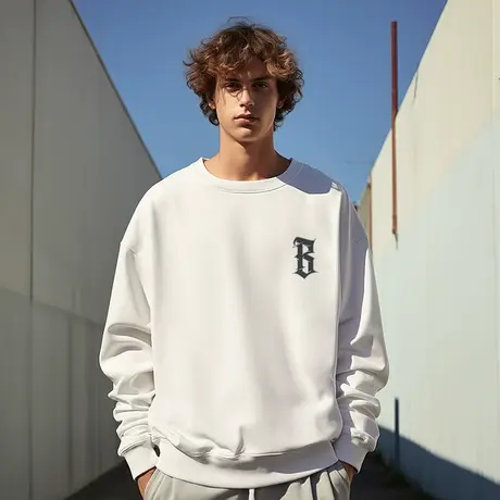 春季欧美国潮oversize简约字母卫衣男潮圆领高街潮牌大码加绒春秋商品大图