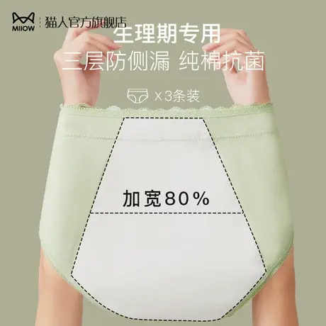 猫人生理内裤女士经期防漏纯棉透气2024新款大姨妈月经安全卫生裤图片