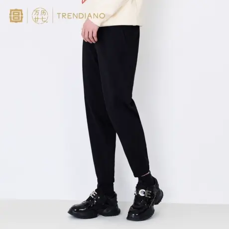 TRENDIANO「宫」联名系列秋季立体压花拼接束脚裤休闲长裤男商品大图