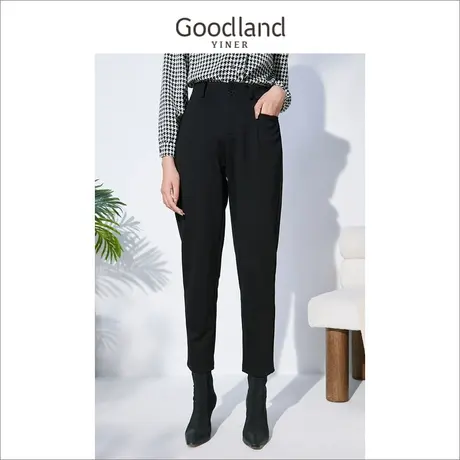*Goodland女装2022冬季新款通勤高腰直筒垂感百搭西装休闲裤商品大图