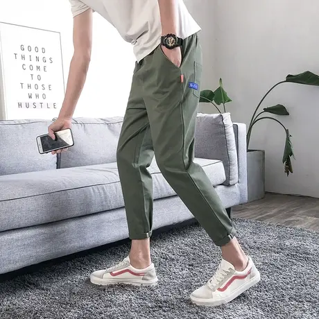 冰丝休闲裤子男士九分裤修身小脚男装2019新款潮流9分裤夏季薄款商品大图