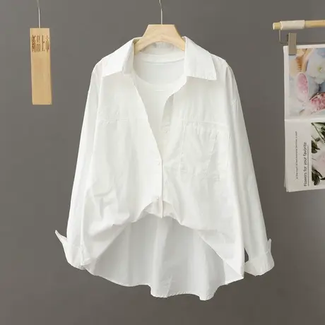 前短后长别致设计感小众小背心假两件套衬衫女装衬衣宽松叠穿上衣图片