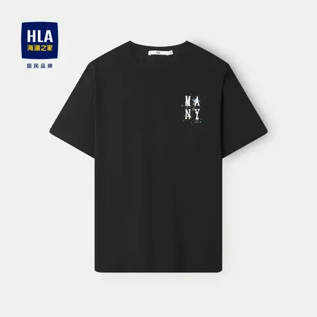 HLA/海澜之家吸湿排汗短袖T恤2024春夏新款圆领凉感泼墨短袖男商品大图