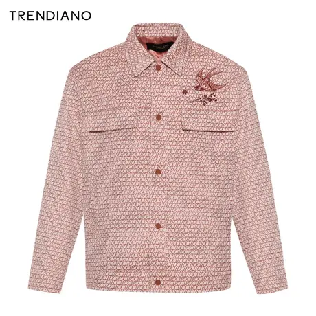 TRENDIANO经典系列桑蚕丝老花夹克2024年春季新款立体刺绣外套男商品大图