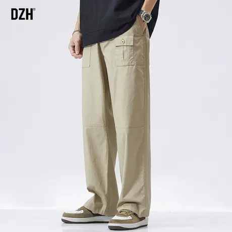 男士卡其色直筒裤男宽松休闲裤子2024年新款美式工装伐木裤春秋款图片