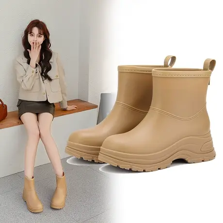 低帮雨鞋女款外穿韩版高级感短筒雨靴2024年新款厚底防滑时尚胶鞋图片
