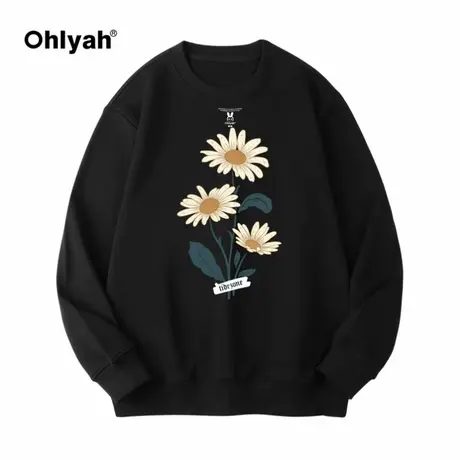 Ohlyah英文小雏菊印花套头卫衣男女无性别潮流休闲打底班服定制商品大图