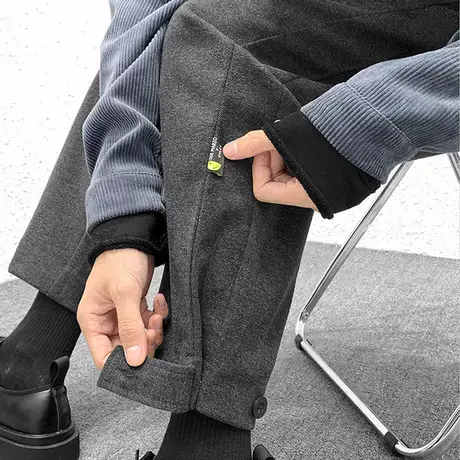 痞帅高级感裤子高街ins潮牌配马丁靴的束脚毛呢西裤男春秋锥形裤图片