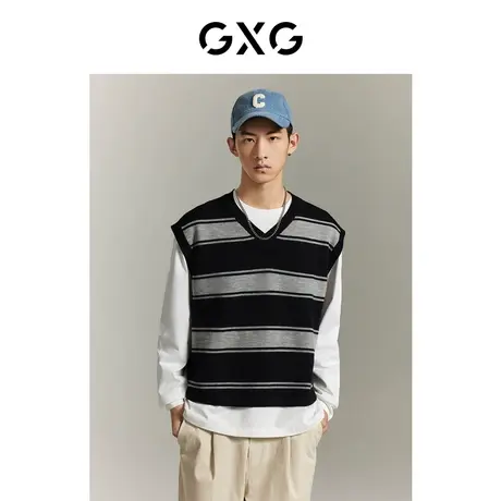 GXG男装通勤条纹背心男休闲宽松 2023年夏季新品图片