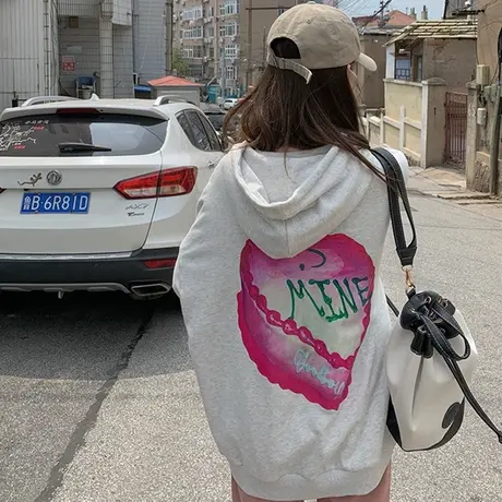 美式复古卫衣女chic港味宽松韩版ins连帽上衣春秋薄款vintage外套图片