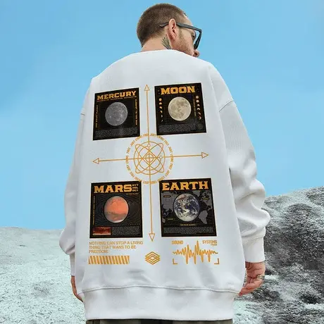 2023oversize港风圆领卫衣男潮牌ins潮流大码男装秋冬季加绒外套商品大图