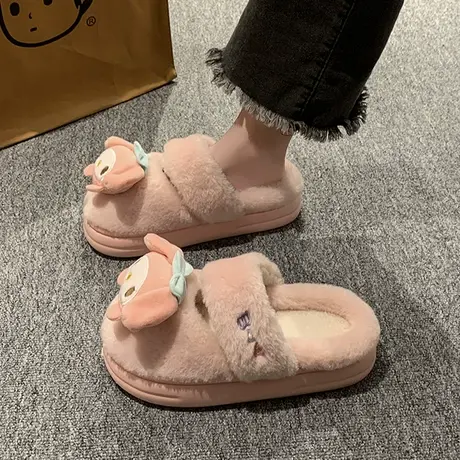 棉拖鞋女冬季室内家居玉桂狗可爱保暖休闲情侣防滑毛绒棉鞋女外穿图片
