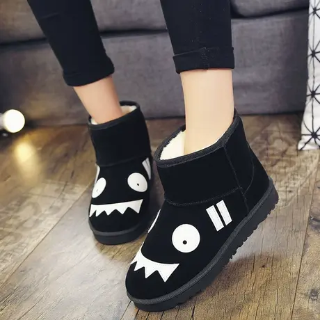 2023冬季新款韩版雪地靴女短筒卡通短靴平底学生加厚加绒保暖靴子商品大图