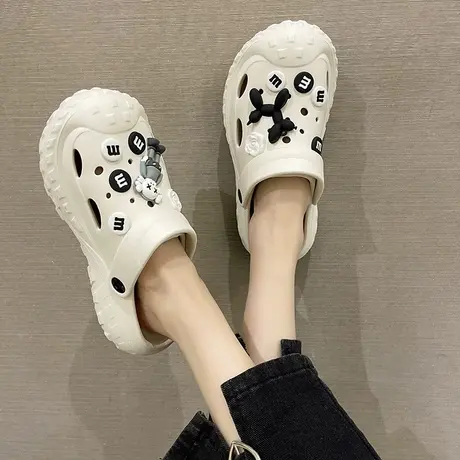 厚底洞洞鞋女2023新款可爱气球狗防滑夏季外穿沙滩凉鞋包头凉拖鞋商品大图