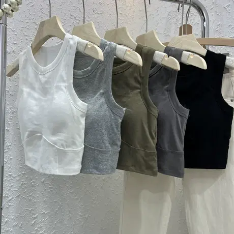 辣妹最爱yyds设计感拼接无袖打底背心女秋季短款小立领吊带上衣潮图片