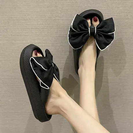 人字拖鞋女夏季ins潮外穿可爱蝴蝶结厚底防滑夹脚海边沙滩凉拖鞋商品大图