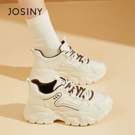 Josiny/卓诗尼厚底老爹鞋女2024春季新款增高圆头深口运动休闲鞋商品大图