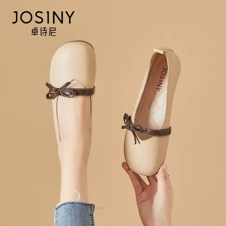 卓诗尼2023秋季新款小皮鞋女平底日系单鞋JK鞋圆头英伦豆豆软底商品大图