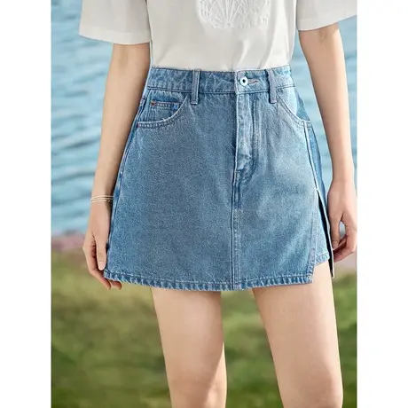 【商场同款】茵曼小A中高腰牛仔裤裙2023夏季女装新款小众设计裙商品大图
